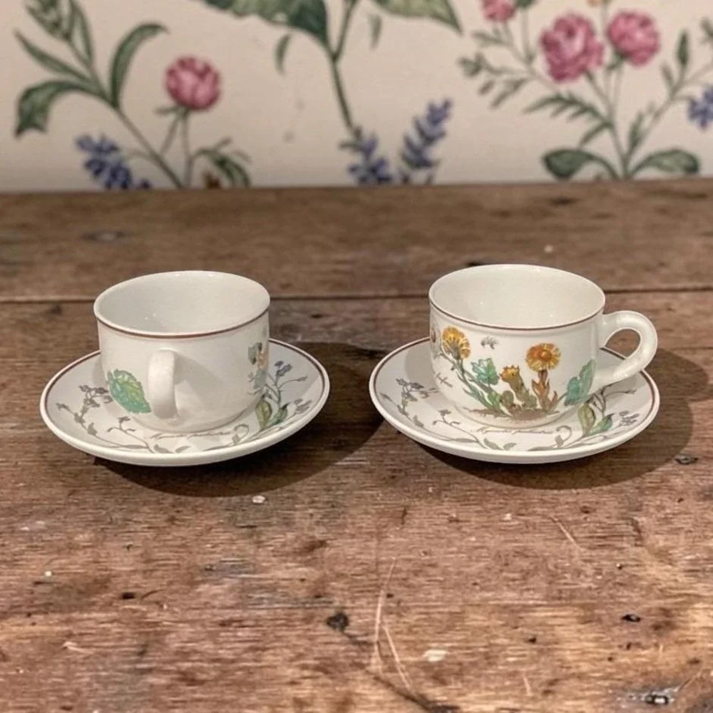 Villeroy & Boch Botanica Teacup and Saucers, Set of 2, Vintage Botanical Design